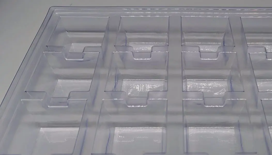 Closeup view of the cavity in static dissipative tray