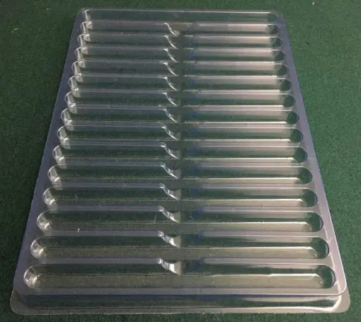 Cylindrical Cavity Clear Plastic Trays - 7.75 X .56 X .56 Finger clearance
